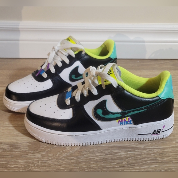 Nike Shoes - Black and White Nike Airforce Sneakers with Neon Accents